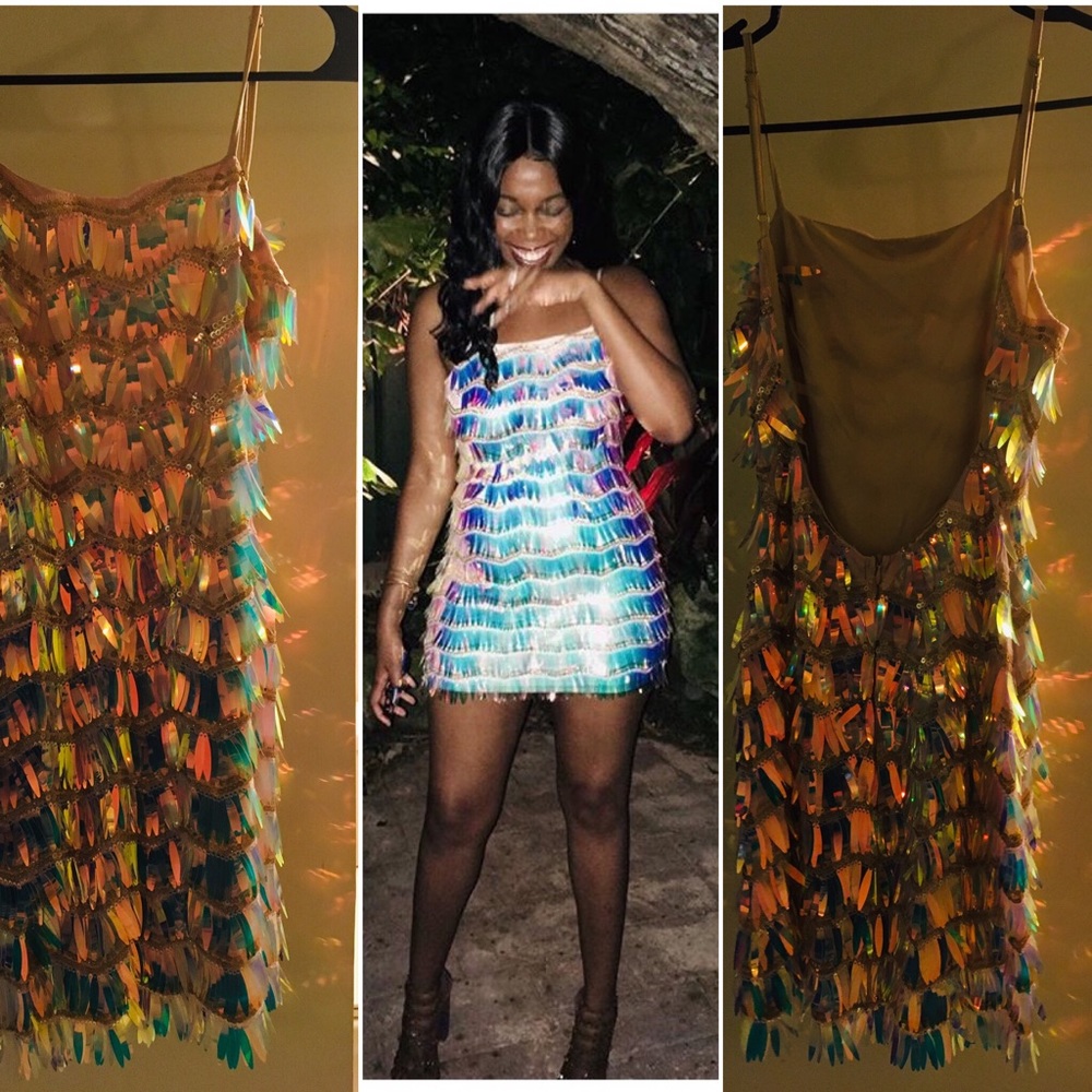 Athina brand 2018 holographic/iridescent dress.
